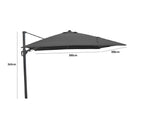 Glow Challenger T2 3m Square Cantilever Parasol in Anthracite with 90kg Granite Base