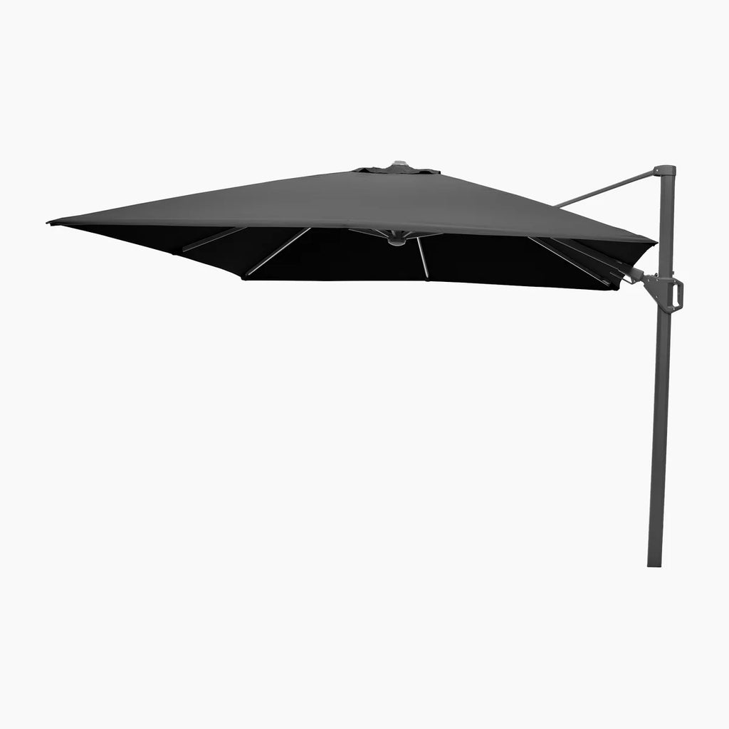 Glow Challenger T2 3m Square Cantilever Parasol in Anthracite with 90kg Granite Base