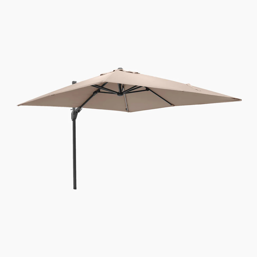 Glow Challenger T2 3m Square Cantilever Parasol in Taupe with 90kg Granite Base