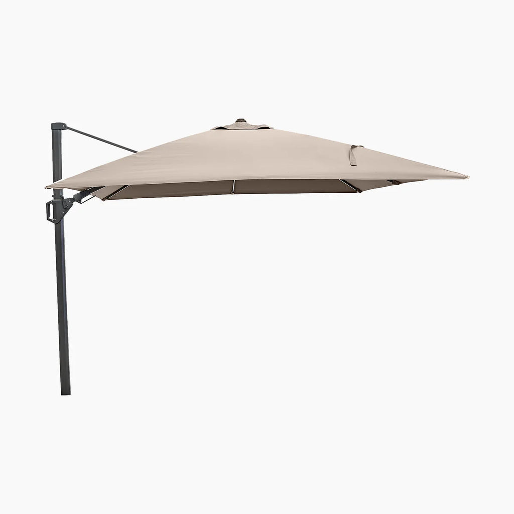 Glow Challenger T2 3m Square Cantilever Parasol in Taupe with 90kg Granite Base