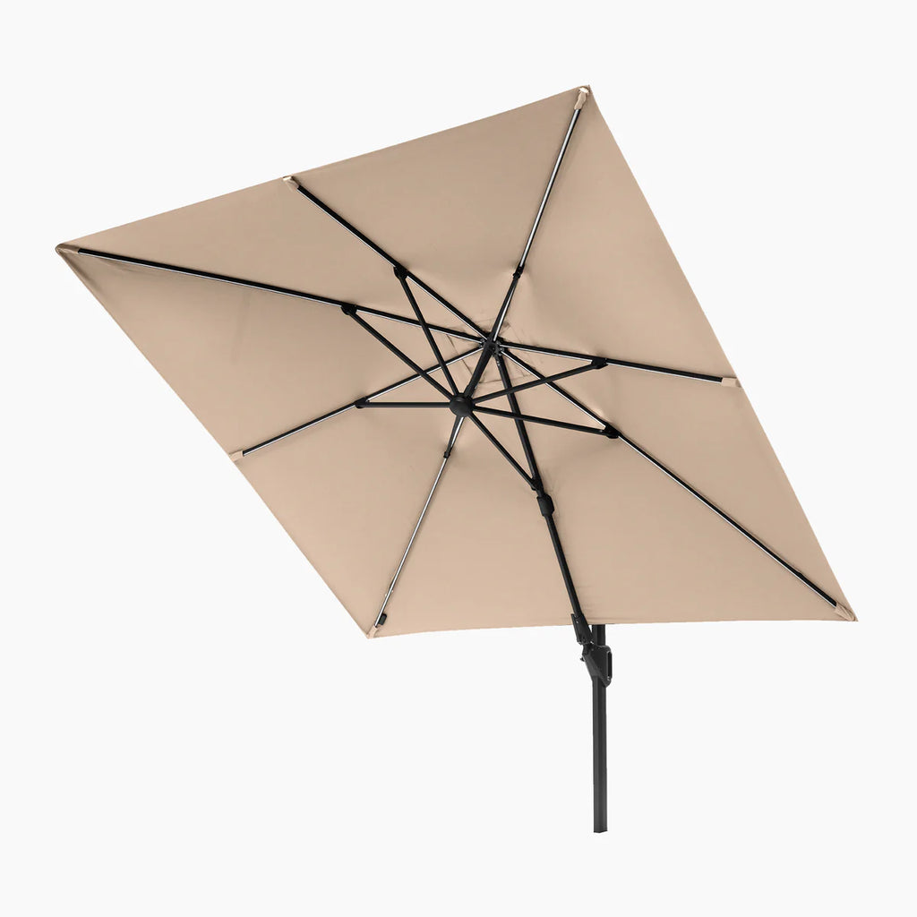 Glow Challenger T2 3m Square Cantilever Parasol in Taupe with 90kg Granite Base