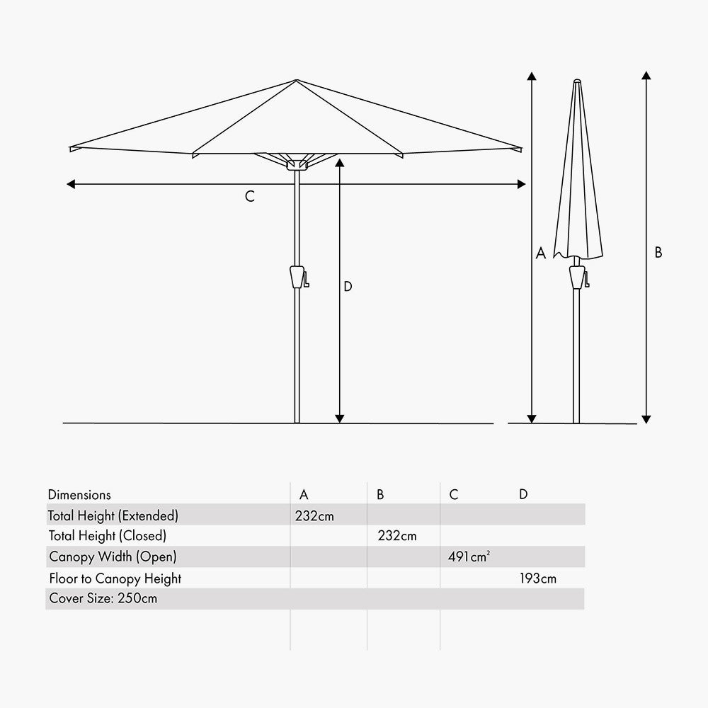 Riva 2.5m Round Champagne Parasol
