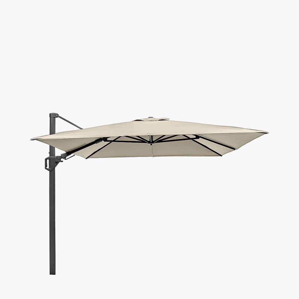 Challenger T2 3.5 x 2.6m Rectangular Champagne Free Arm Parasol and Granite Base