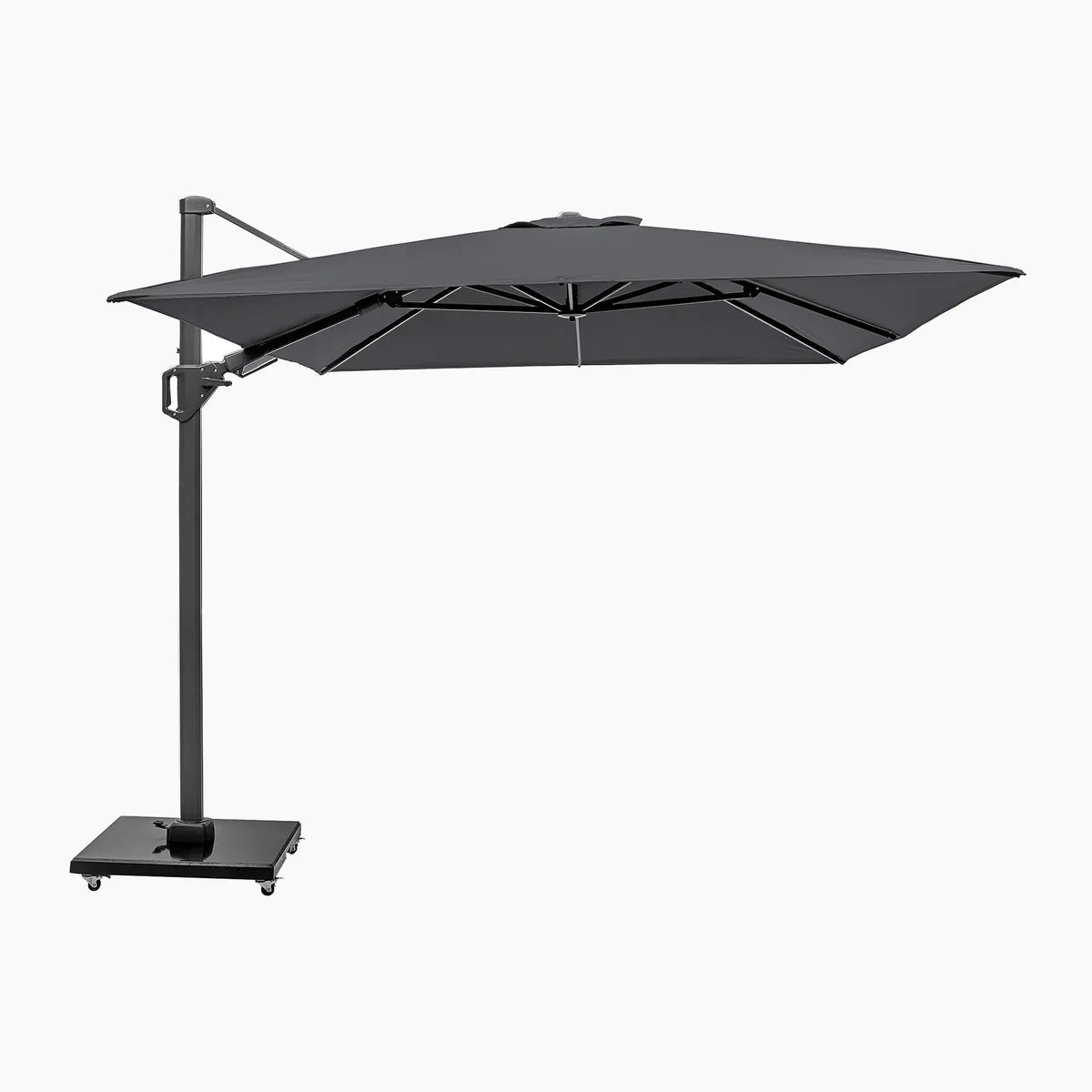 Challenger T2 3.5 x 2.6m Rectangular Anthracite Free Arm Parasol and Granite Base