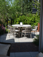 Bowie Round Teak Dining Table with Kevin Dining Chairs