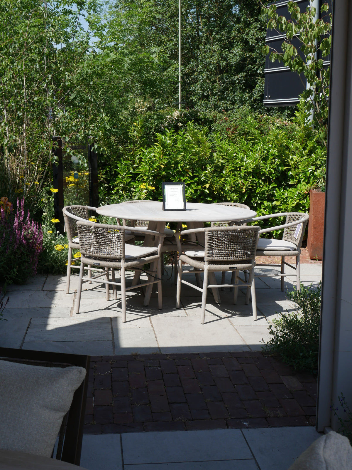 Bowie Round Teak Dining Table with Kevin Dining Chairs