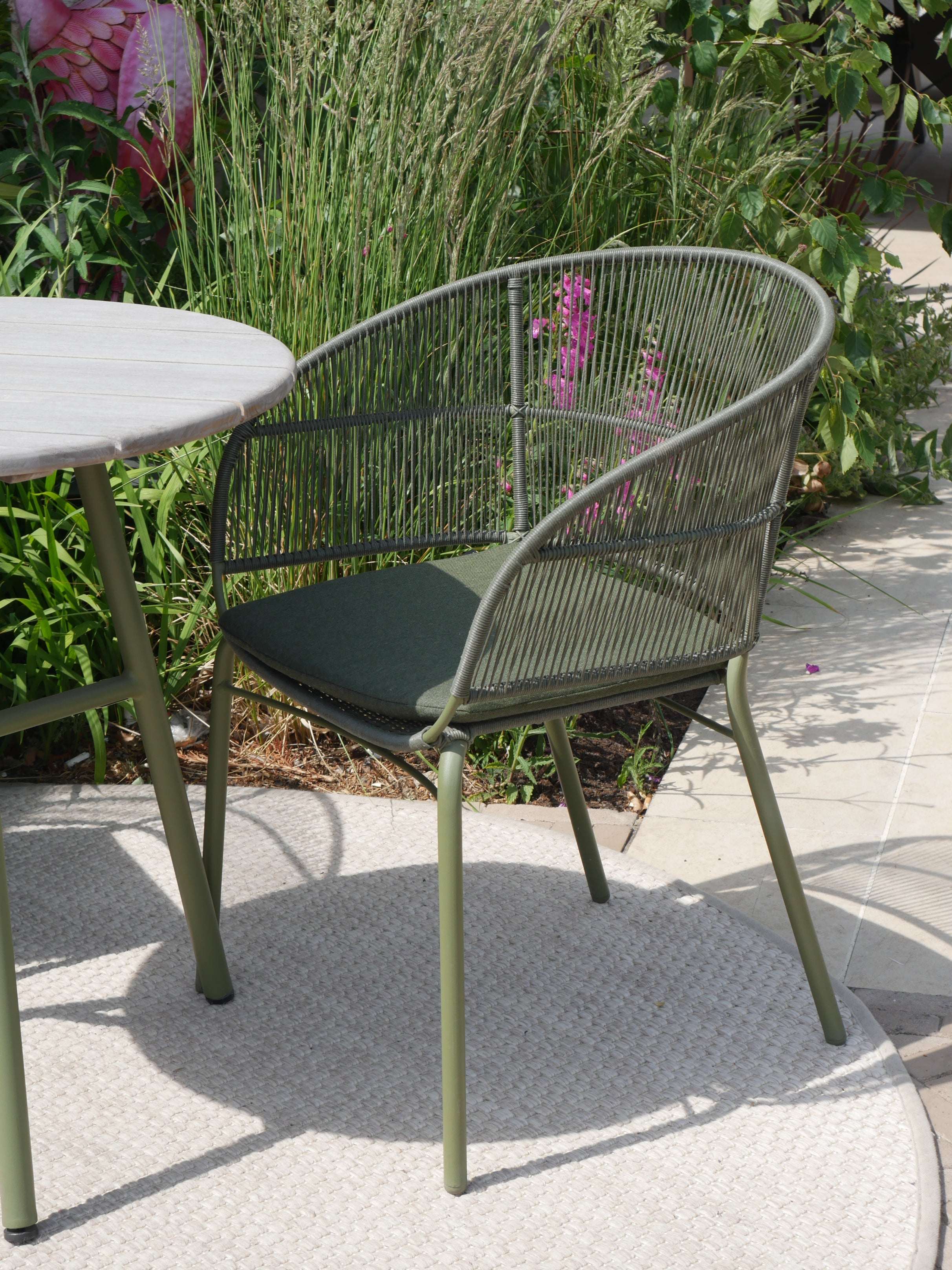Arda Teak Dining Table with Kane Stackable Chairs