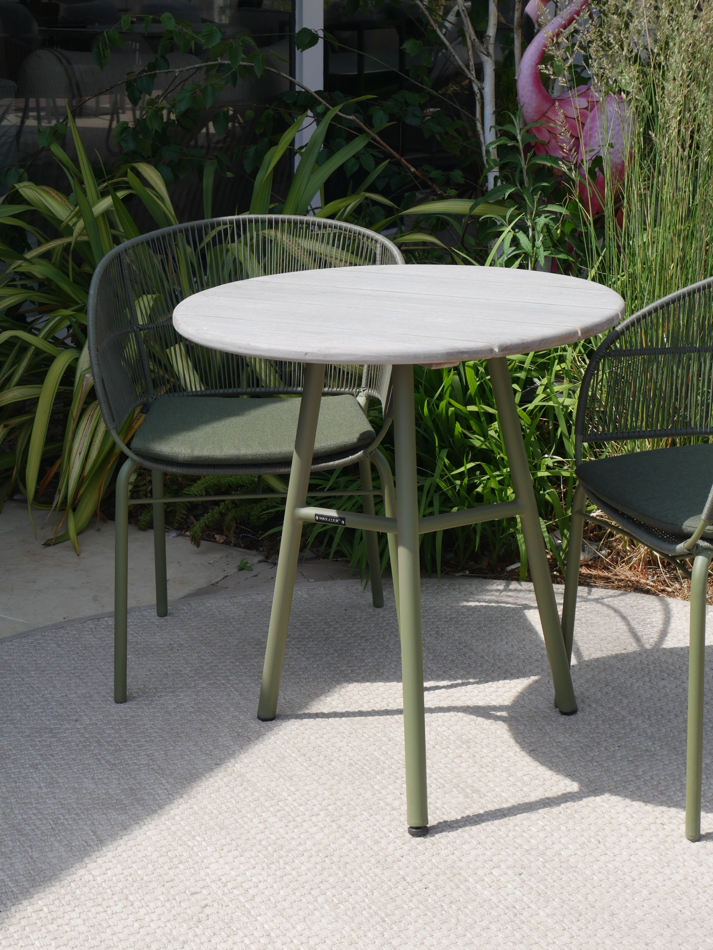 Arda Teak Dining Table with Kane Stackable Chairs