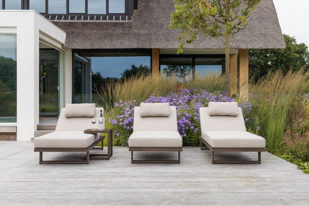 Flax Beige Frame Kazoku Lounger with Headrest