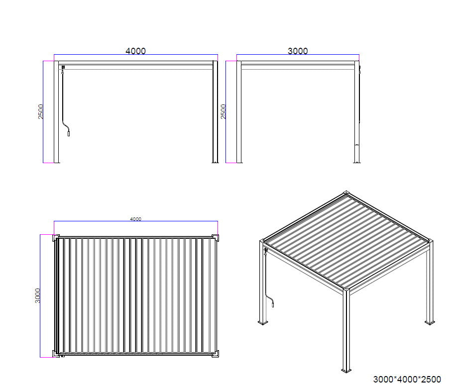 Technical drawing of a rectangular metal frame with dimensions