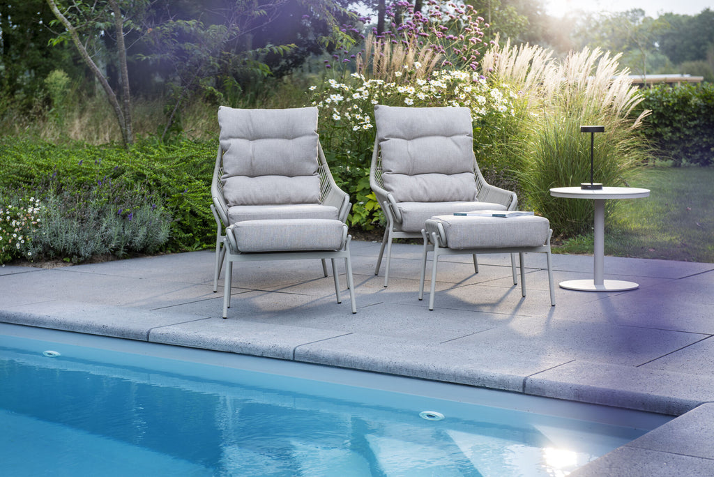 Nogales Lounge Chairs, Ottoman and Millor side table - Salix/Teak