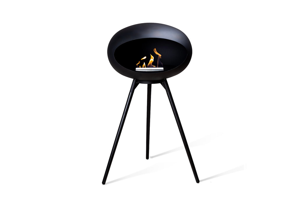 Dome 625 Black Ground Wooden Legs High Free Standing Fireplace