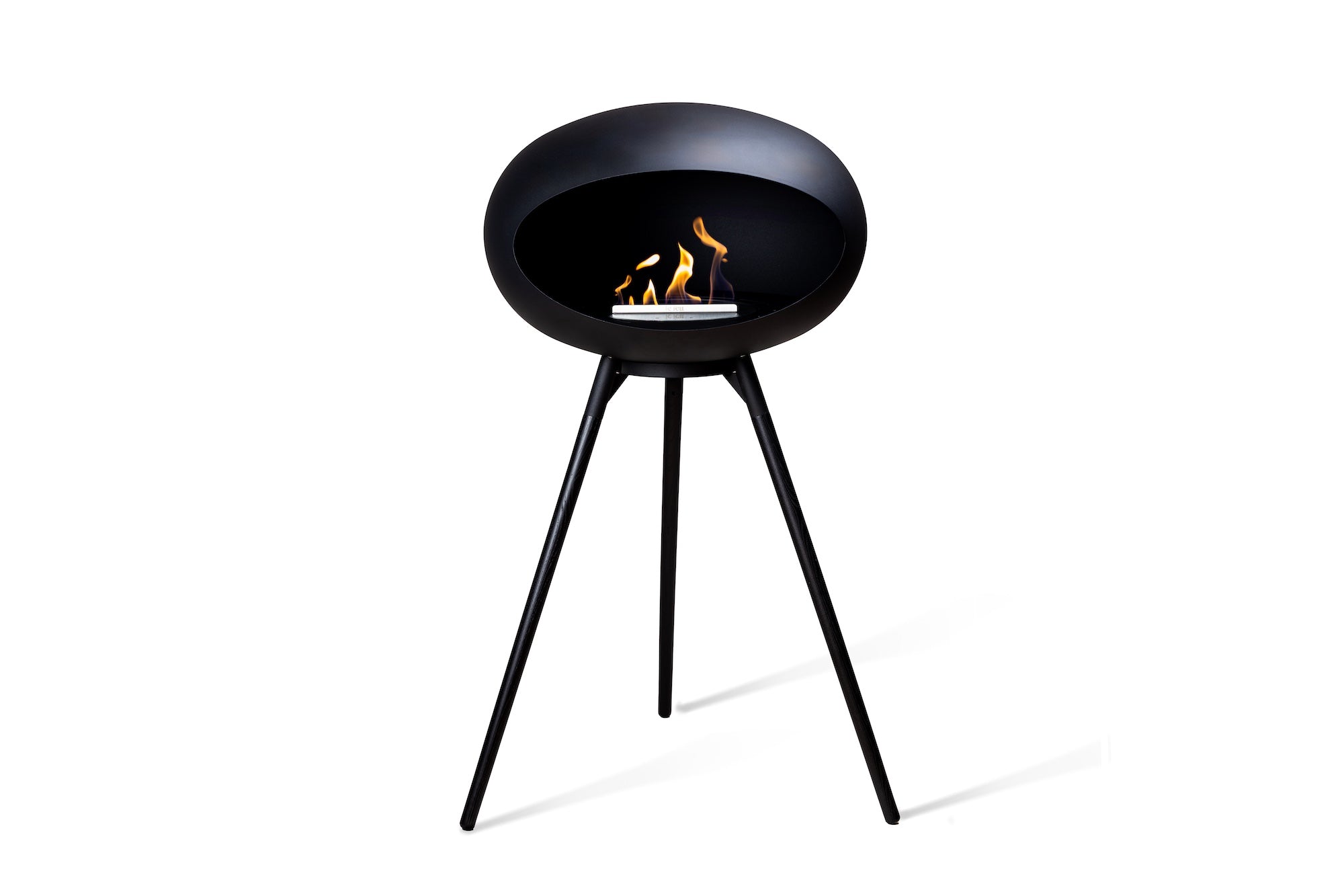 Dome 625 Black Ground Wooden Legs High Free Standing Fireplace