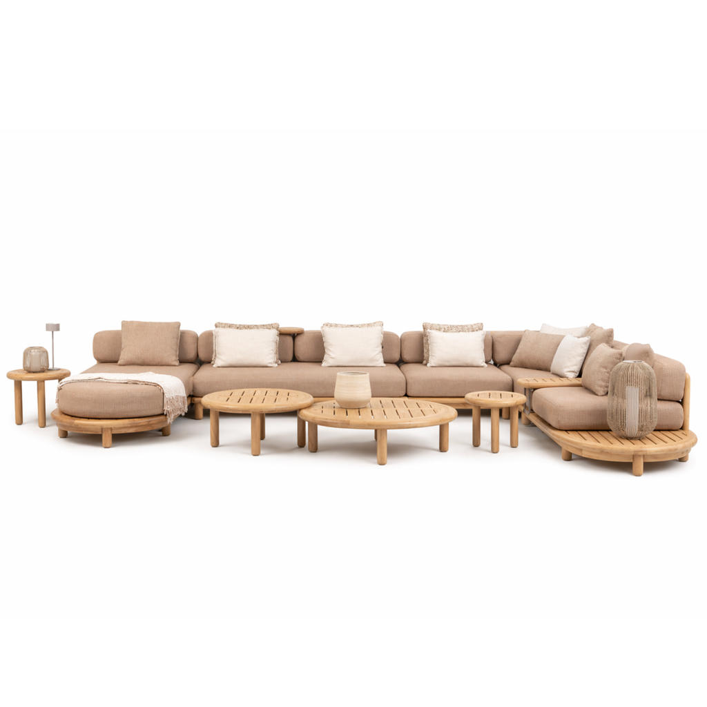 Bassano Corner Sofa Set with Teak Tables