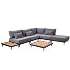 Natsu Corner Sofa Set with Coffee Table, Side Table, Ottoman