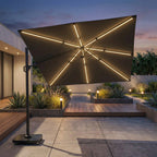 Glow Challenger T2 3m Square Cantilever Parasol in Anthracite with 90kg Granite Base
