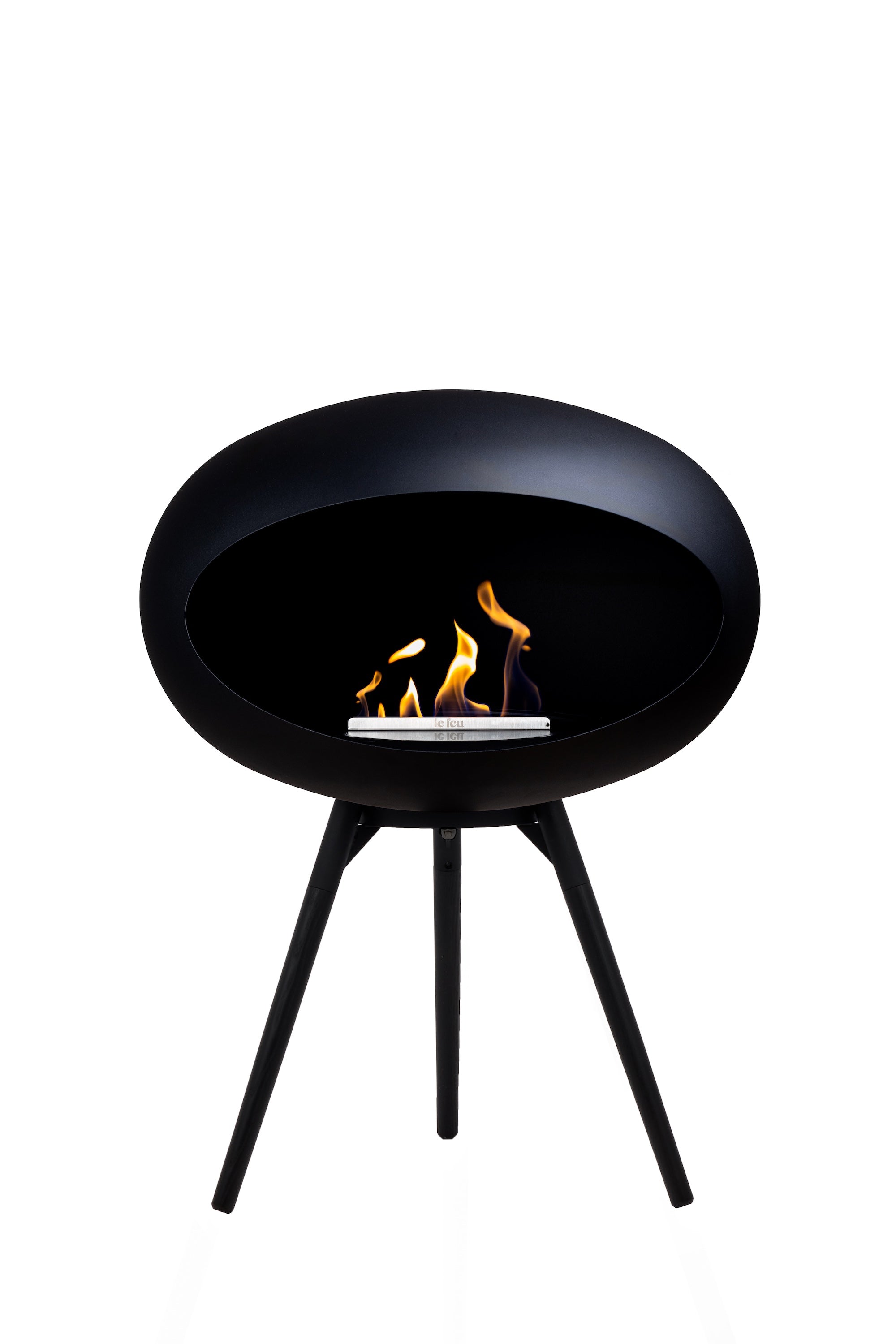 Dome 625 Black Ground Wooden Legs Low Free Standing Fireplace