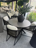 Bara Dining Chairs with Calma 120 Round Dining Table