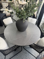 Bara Dining Chairs with Calma 120 Round Dining Table