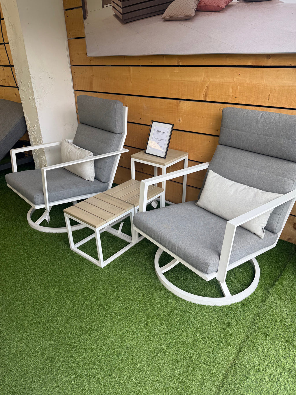 Swivel Lounge Chair and Side Tables Set