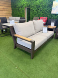 Bango Corner Sofa Set Bronze/Teak with Teak Coffee Table