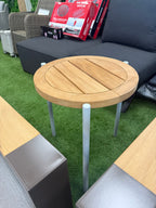 Teak High Side Table with Aluminium Frame