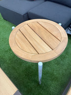 Teak High Side Table with Aluminium Frame