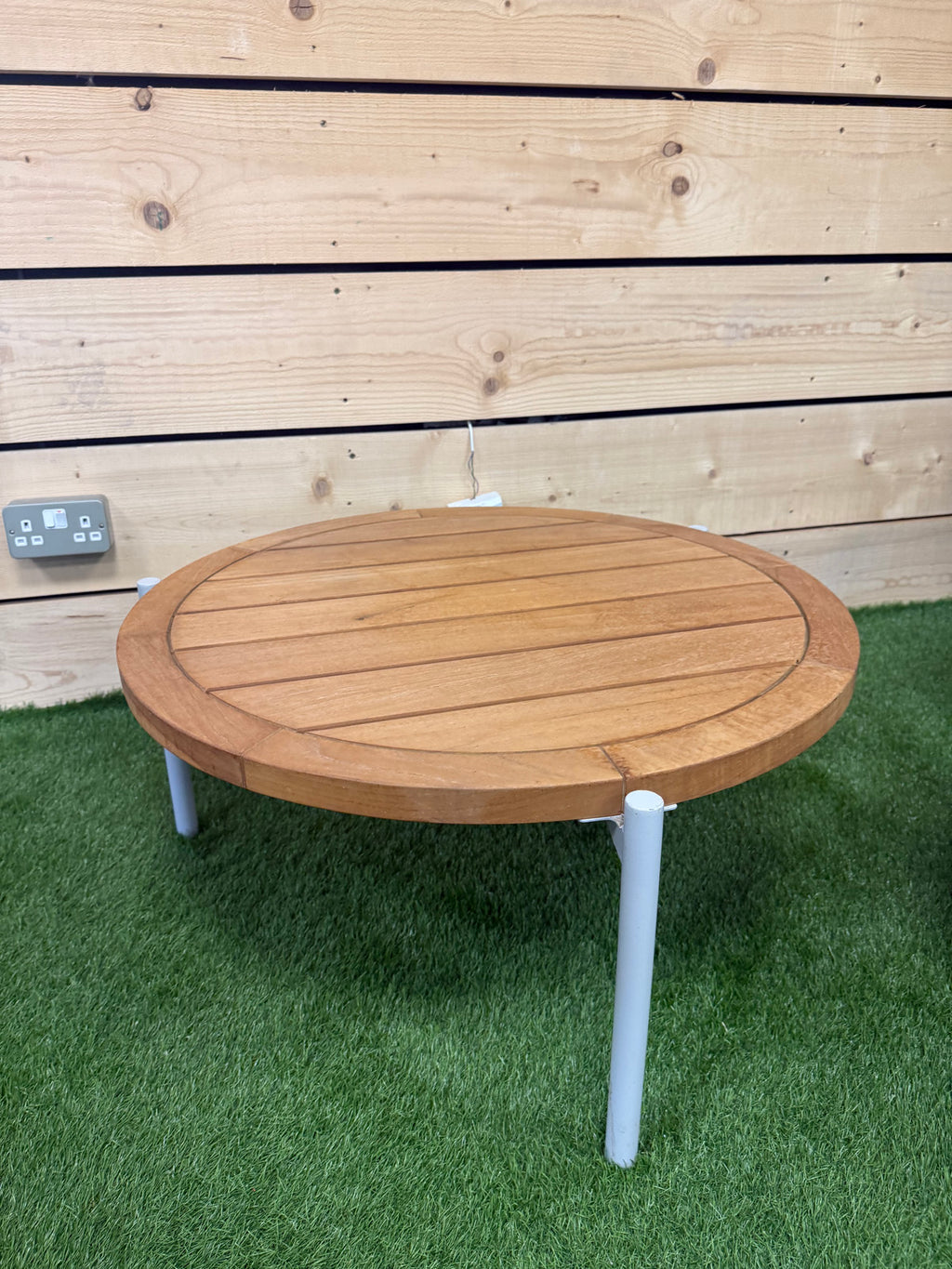 Teak Side Table with Aluminium Frame