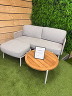 Bernini Sofa with Ottoman and Teak Side Table