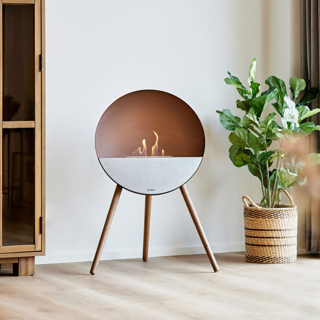 Eye Mocha/Mirrored Freestanding Fireplace