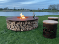 Low Firepit Table with Wood Storage
