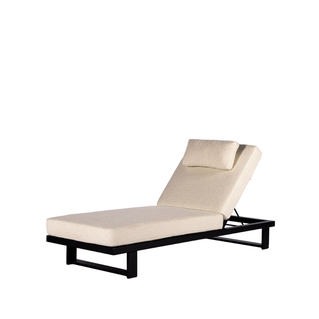 Black Frame Kazoku Lounger with Headrest and Hokan Side Table