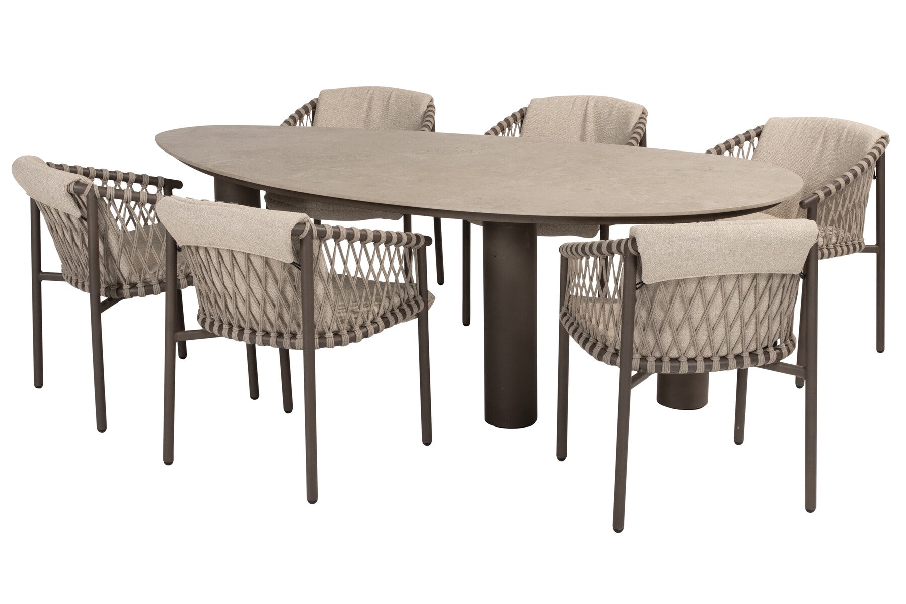 Allora 6 Seat Pebble Dining Set