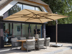 Finca Cantilever Parasol 3 x 4 m Wood Look Frame with Beach Canopy
