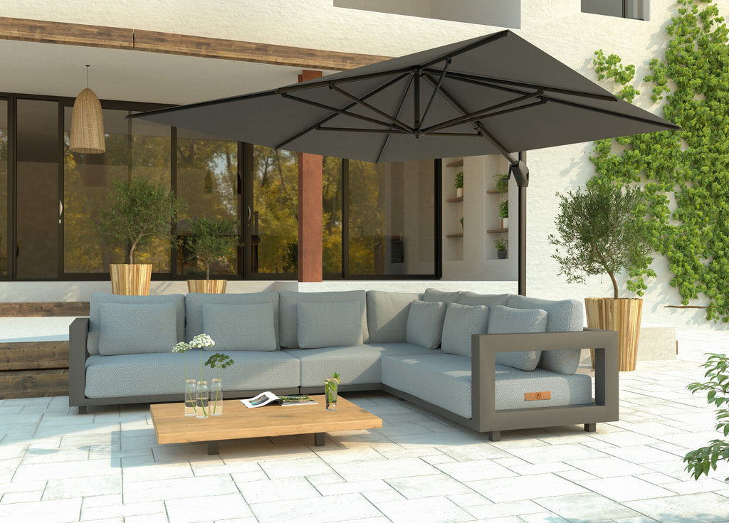 Hacienda Cantilever Parasol 3x4M Charcoal