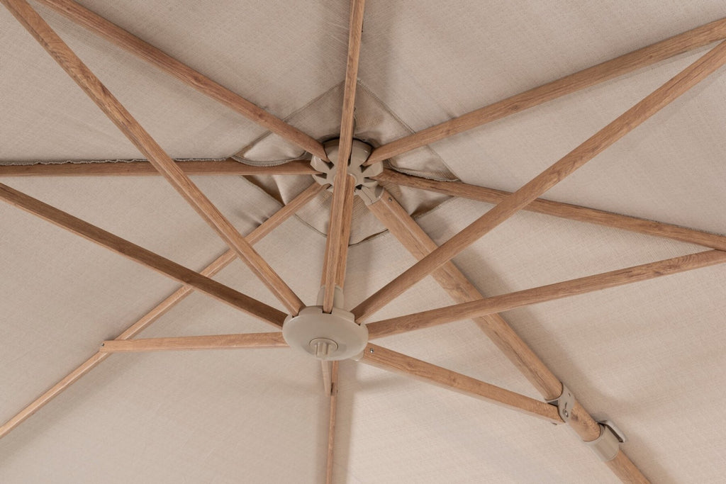 Siesta Cantilever Parasol 3.5m Wood Look Sand Canopy