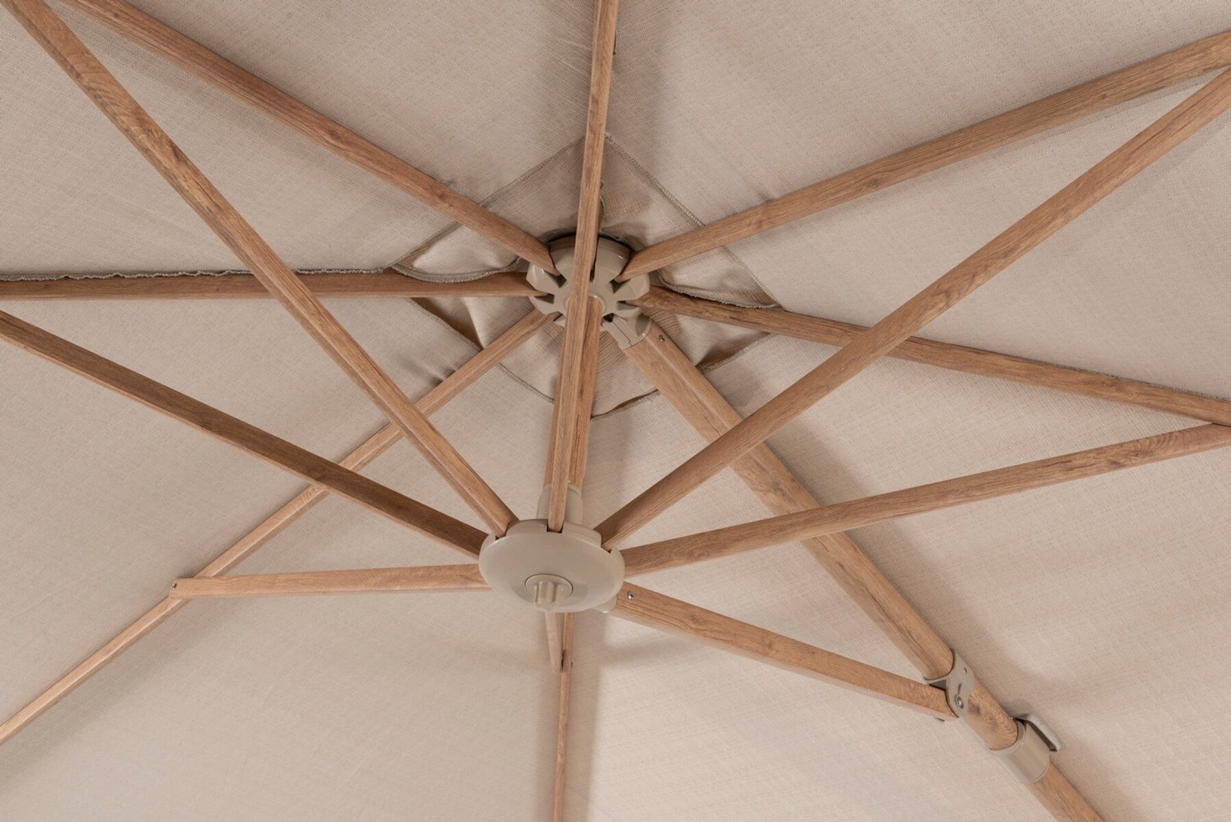 Siesta Cantilever Parasol 3x3M Wood Look Frame Sand Canopy