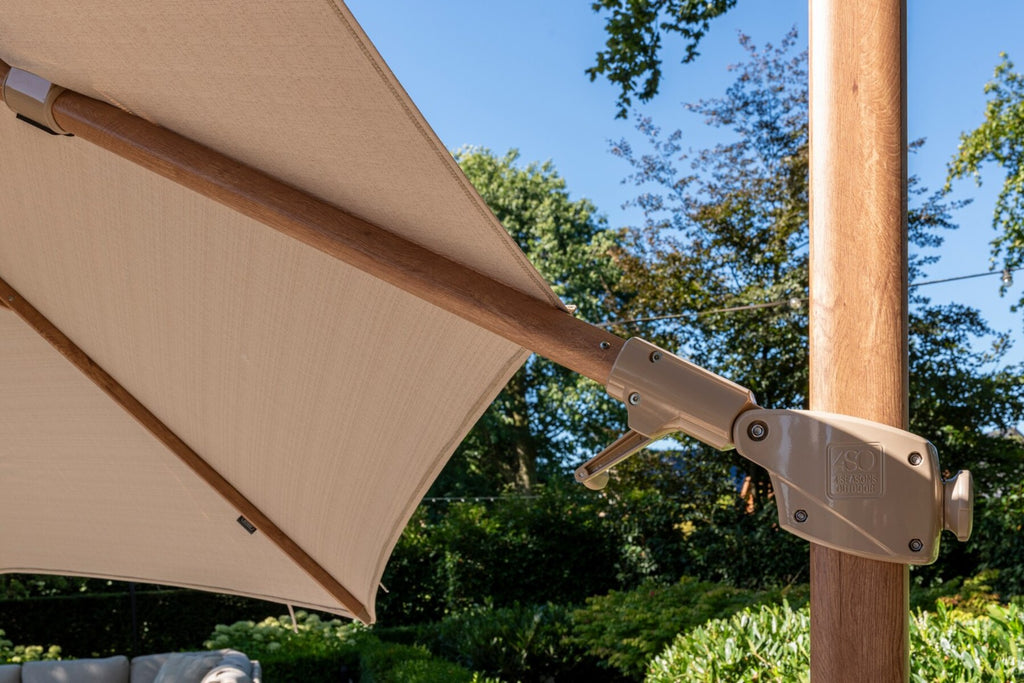 Siesta Cantilever Parasol 3.5m Wood Look Sand Canopy
